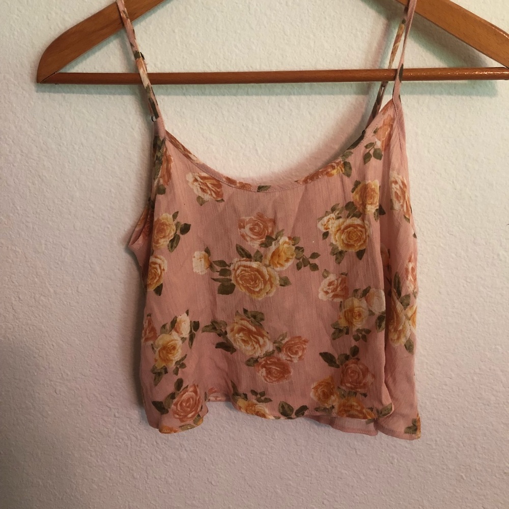 Pink Floral Crop Top